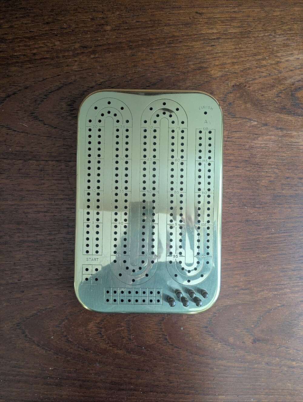Vintage Brass Cribbage Board